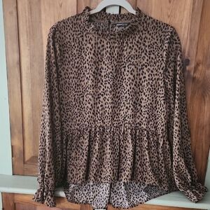 SHEIN Brown Leopard Print Blouse